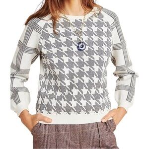 Anthropology Bailey Stylish Houndstooth Knit Cozy Casual Sweater Size L
